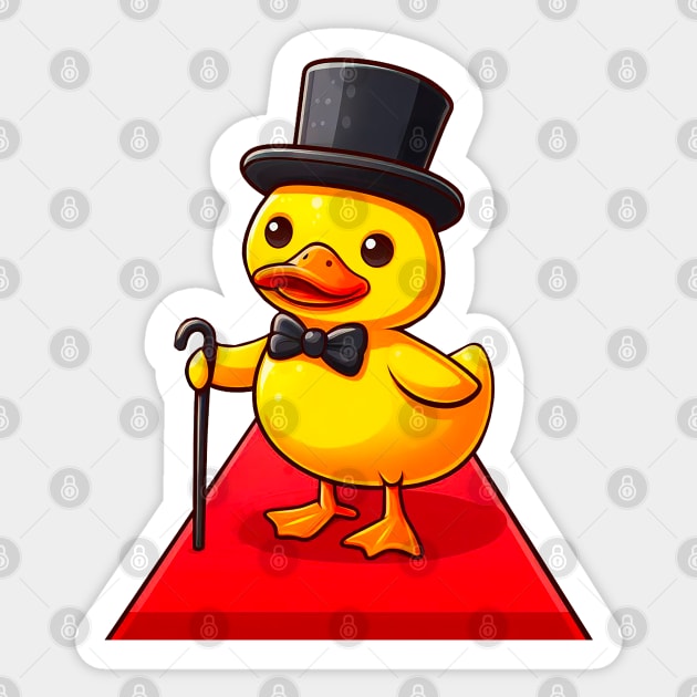 Artist duckling wearing top hat and walking stick Sticker by Marccelus